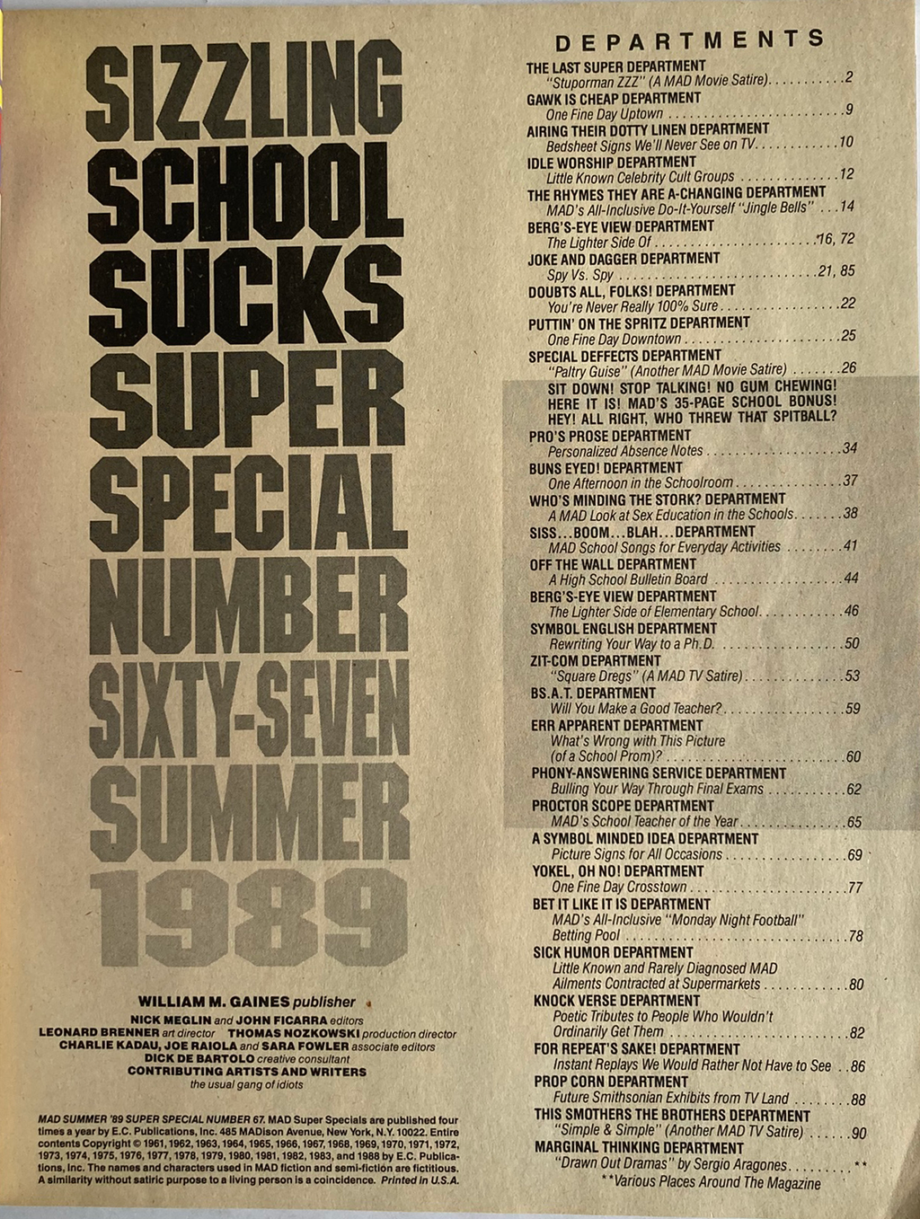 Mad Magazine Summer 1989