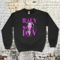 Mary Woronov sweatshirt - Legendary Lady of Grindhouse Cinema with bold pink graphic and expressive portrait on black fabric