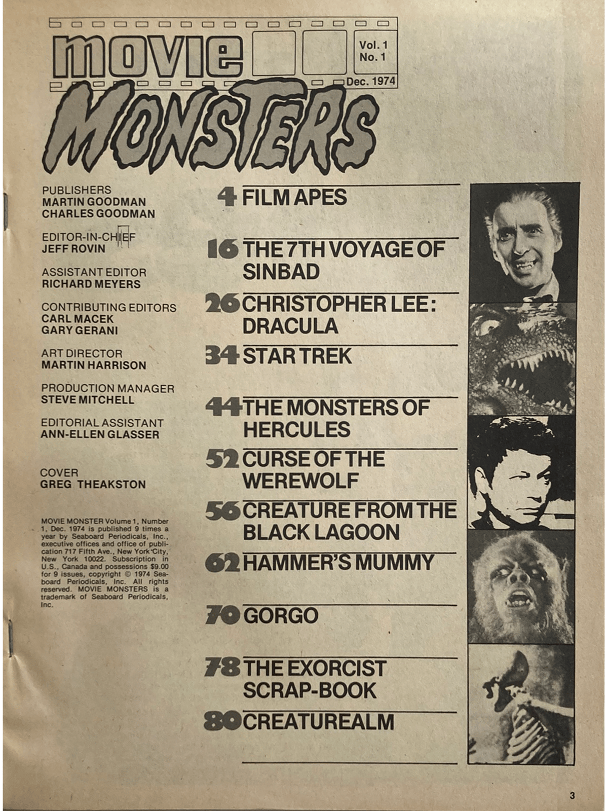 Movie Monsters (Dec. 1974) #1