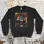 Ms. 45 - Pulp Edition #1 sweatshirt featuring vintage comic cover with nun and man in dramatic street scene on black fabric