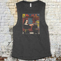 Ms. 45 - Pulp Edition #1 muscle tank with graphic of nun aiming gun in vintage comic style on dark fabric