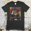Black t-shirt featuring a vintage pulp comic style graphic of a nun aiming a gun with Ms 45 text on front