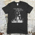 Black t-shirt featuring a noir-style figure above a city skyline with "The New York Ripper" text design