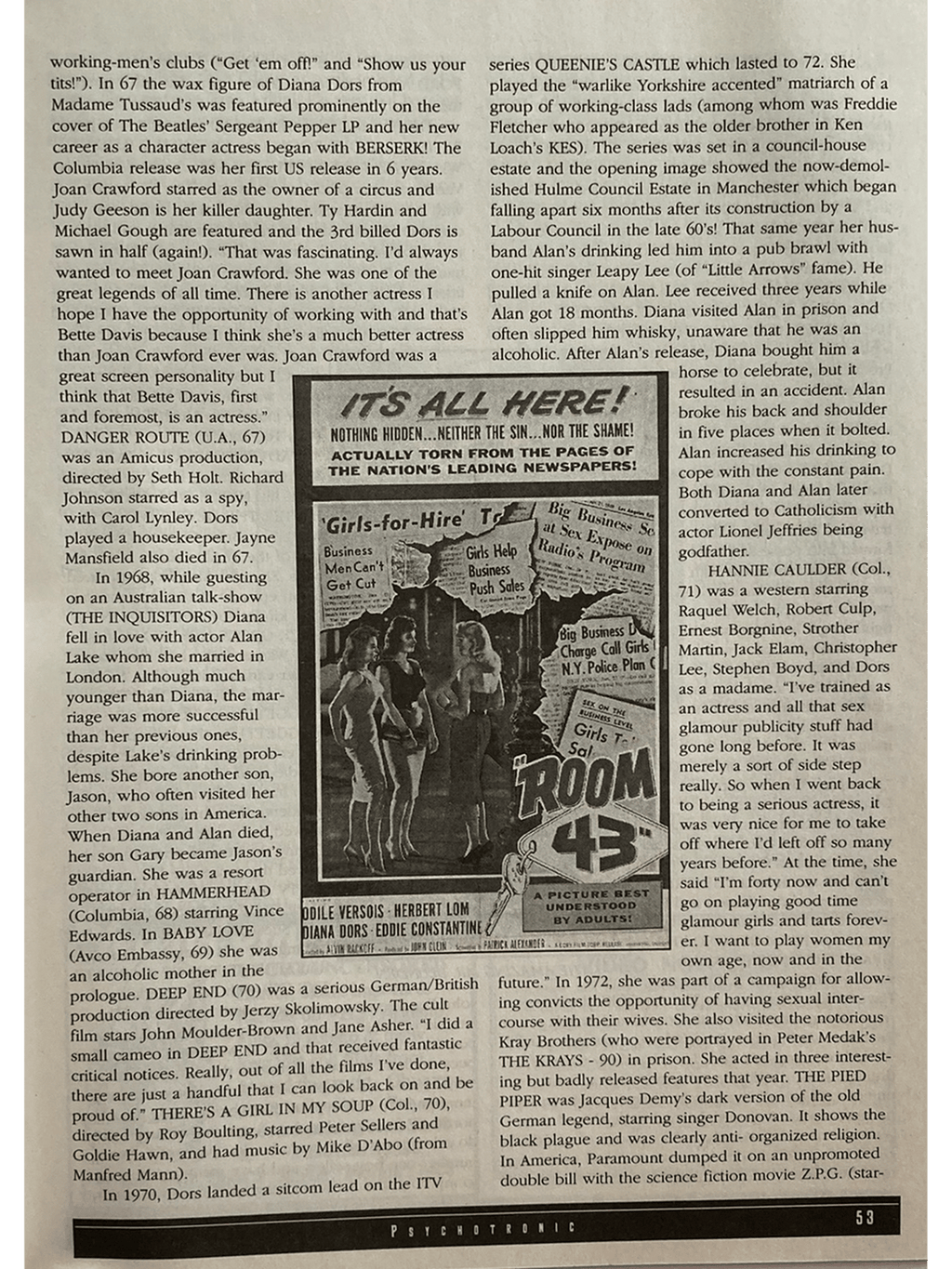 Page from a book or magazine with text and images, including a newspaper clipping and a person holding a sign.