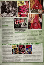 Page from a magazine featuring Paul Blaisdell's Fantastic Monsters with images and text.
